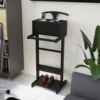 Mens Valet Stand with Drawer, Tray, Shoe Shelf and Suit Rack, Wooden Clothing Rack for Men Women, Clothes Valet Stand for Bedroom Entryway