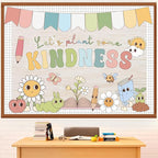 Pajean Let's Plants Some Kindness Bulletin Board Set Boho Back to School Classroom Decorations Sunflower Pencil Book Apple Paper Cutouts with Borders for First Day of School Library Decor Supplies