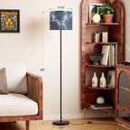 Ambimall 60'' Modern Floor Lamp with Shade, Tall Lamps for Living Room, Bedroom, Office, Dining Room, Hand-Dyed Blue Lampshade(Without Bulb)
