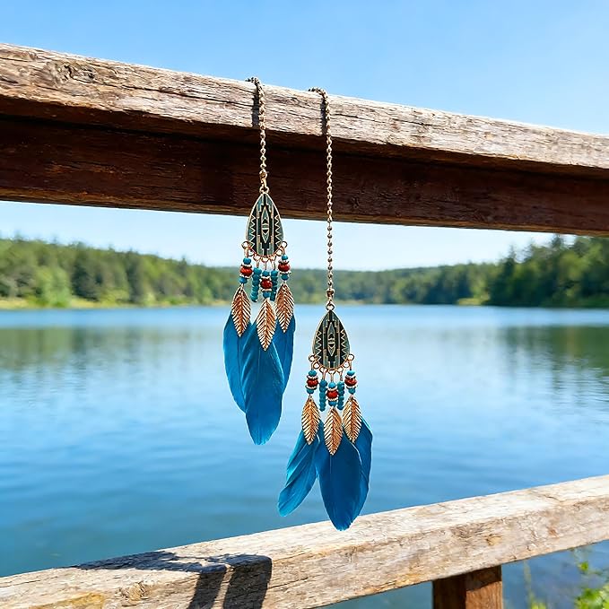 Mini Dream Catcher for Car Rear View Mirror Accessories - Handmade Small Dreamcatchers Boho Car Charm Interior Decor(Blue)