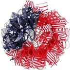 Patriotic Wreath for Front Door Red White Blue Wreath 4th of July Wreaths for Door Wall Memorial Day Decor Independence Day Hanging Decoration for Outside Home Farmhouse Holiday (Mesh)