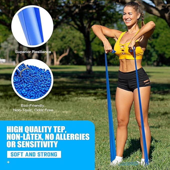 HPYGN 3 Levels Non-Latex Exercise Bands for Physical Therapy & Yoga, Professional Resistance Bands Set for Working Out, Strength Training, Pilates & Rehab, TPE Elastic Stretch Bands for Seniors, Women