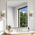BONEWEI White Bathroom Mirror,30x36 inch Wall Mirror for Bathroom Wall Mounted,Rectangle Mirror for Bathroom Over Sink,Modern Metal Frame for Living Room,Bedroom Entryway,Horizontal/Vertical