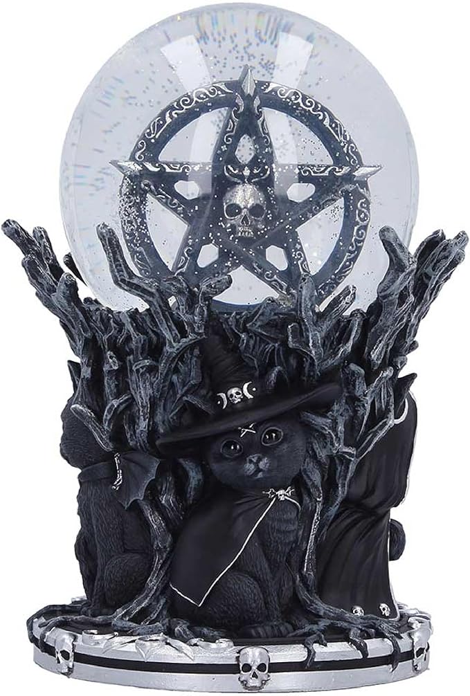 Nemesis Now Cult Cuties Circle of Mischief Snow Globe - Gothic Halloween Decor Indoor Figurine, Hand-Painted Resin Base, Glass Globe with Star Glitter, for Mom, Dark Fantasy Lovers