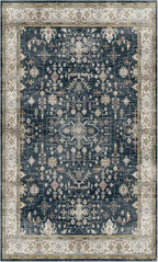 Lessymo Large Entryway Rug 3x5, Black Brown Washable Boho Area Rugs for Large Kitchen, Bedroom Bedside, Living Room, Non Slip Low Pile Carpet Oushak Vintage Floral Moody Decor