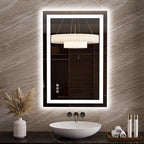 LOAAO 23.6"x35.4" LED Mirror for Bathroom, Lighted Bathroom Mirror with Lights, Anti-Fog, Dimmable, Memory Function, Clear Reflection