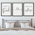 Set of 3 Framed Farmhouse Give it to God and Go to Sleep Signs Above Bed Wall Decors for Bedroom Wood Signs (Black, 16x24 inches)