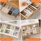Lifewit 12 Pack 4" High Drawer Dividers 34-56cm/13.5-22" Adjustable Drawer Organizer for Clothes/Utensils, Expandable Drawer Separator in Dresser/Kitchen/Bedroom/Office Organization & Storage White