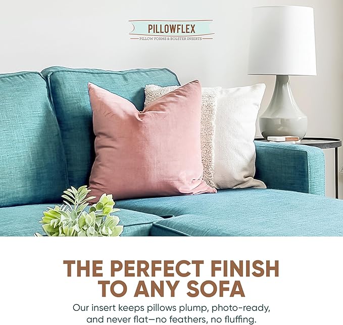 Pillowflex Synthetic Down Pillow Insert - 24x24 Down Alternative, Large Euro Pillow, Square Ultra Soft Throw, Euro Bed Sham - 1 Decorative Form