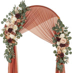 Ting's time Wedding Arch Flower Pack of 2 Artificial Silk Large Flower Swag Welcome Sign Floral Swag Reception Backdrop Floral Decor for Fall Wedding Party Ceremony（Terracotta & Champagne）