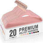 HOUSE DAY Pink Velvet Hangers 20 Pack, Premium Non-Slip Felt Clothes, Sturdy Heavy Duty Coat, Durable Hangers for Suits, Space Saving with No Hanger Mark, 360° Swivel Rotating Rose Gold Hook