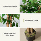 VECELO Artificial Ficus Tree with Sturdy Nursery Pot, 5FT Faux Silk Plant for Indoor Outdoor Home Garden Decor, 2 Pack