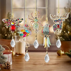 5Pcs Hanging Ornaments for Christmas Tree Mix Color Christmas Decor Metal Animal Pendant Xmas Wedding Party Gifts Crystal Suncatchers Indoor Home Decor