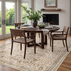Lahome Boho Beige Fall Area Rug 8x10, Traditional Tan Floral Area Rugs for Bedroom, Machine Washable Living Room Mats, Soft Non-Slip Room Carpet for Office Apartment Nursery Decor, Soft Amber