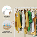 Simple Trending Standard Clothes Clothing Garment Rack with Storage Shelves, Rolling Clothes Organizer on Wheels for Hanging Clothes, White