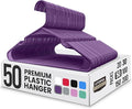 Utopia Home Plastic Hangers 50 Pack - Perfect Space Saving Clothes Hanger - Durable and Strong - Perfect Closet Organizers with Shoulder Grooves (Purple)