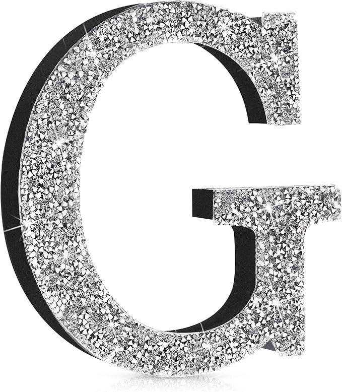 Qunclay 8'' Silver Crystal Diamond Bling Letters Crushed Diamond Decoration Wooden Glitter Letter with Screw and Hooks Rhinestone Gift for Wedding Y2k Mcbling Bedroom Wall Decor (Letter G)