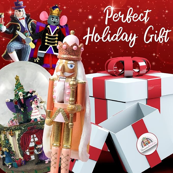 Nutcracker Ballet Gifts Musical Nutcracker Snow Globe, Christmas Ornaments Decorations, Holiday Home Decor, 5.75” x 4.5” inches, Clara and Prince