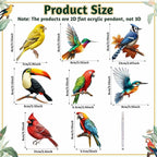 Color Bird Acrylic Hanging Ornament - 8Pcs Spring Colorful Cardinal Christmas Tree Ornaments, Flying Bird Ornament Ceiling Xmas Decoration Tote Car Interior Charms Gift for Men Women