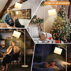 Ambimall 60" Floor Lamp with 3 Color Temperatures, Adjustable Beige Shade, Gold Pole - Tall Lamp for Living Room, Bedroom, Office, Classroom, Dorm - 9W Bulb Included