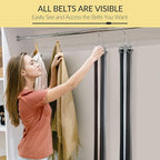 2 Pack Belt Hanger, Space Saving Belt Organizer for Closet, Max 48 Storage Capacity, Rotating Belt Rack Closet Organizers and Storage for Hanging Belt, Ties, Silver