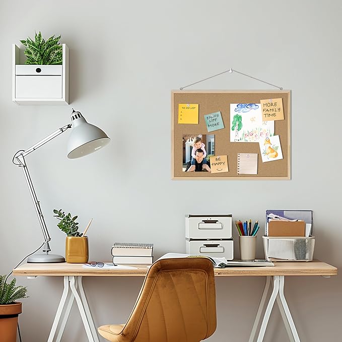 DAHAPYBOO Cork Board 2Pack,24x18 Bulletin Board for Office with Pin Oak Wood Boards, Message Board or Vision Board.
