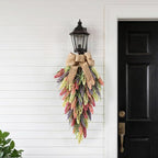 Glitzhome 28" Heather Teardrop, Spring Summer Artificial Swag Wreath for Front Door Wall Mantel and Window Decor