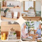 Moucuny 4 Pcs Christian Table Decor Wooden Cross Wooden Bible Verse Sign Inspirational Religious Christian Centerpiece Pray Block Signs Farmhouse Table Decoration for Mother's Day