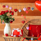 Melisheer 24pcs Valentines Day Heart Ornaments, Classic Red Pink Silver Shaped Hanging Baubles with 2 Sizes, Valentine's Decorations for Tree, Love Decor Outdoor Wedding Party Gift