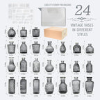 Mini Bud Vases As Wedding Centerpieces for Tables,Clear Bud Vases for Flowers,Small Flower Vases Suitable for Birthday Party,Anniversary,Wedding Reception,Baby Shower (Black, 24PCS)