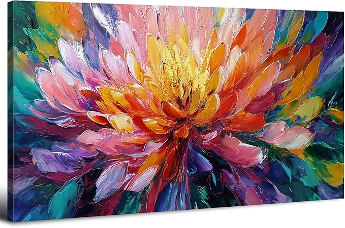 Abstract Lotus Wall Art Zen Wall Decor Large Colorful Lotus Flower Pictures for Bedroom Yoga Spa Abstract Bloom Floral Canvas Prints Meditation Spiritual Artwork Living Room Office Decorations 20x40"