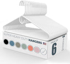 Neaties Super Heavy Duty Clothes Hangers 6 Pack – Made in the USA - 10lb Capacity, Thick Plastic Hangers for Pants, Coats, Jackets, Jeans and Adult Clothing – White