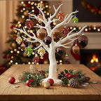 Soaoo 30 Pcs Acorn Hanging Ornaments for Winter Tree Maple Leaves Plastic Hanging Pendant Small Winter Decorations for Home Table Fireplace Party Decor(Glossy Style)