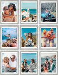 Vittanly 12x16 Picture Frames Set of 9, Shatter Resistant Plexiglass, Display 11x14 Pictures with Mat or 12x16 without Mat, Photo Frames for Wall Mount, Engineered Wood, Grey