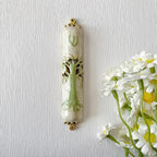 3.8 Inches Hand-Painted Mezuzah, Exquisite Enamel Design with Scroll Included for Jewish Occasions