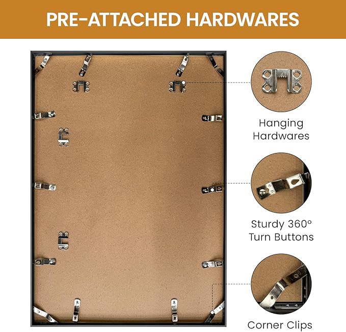 16x22 Aluminum Metal Picture Frame,Tempered Glass Gold Photo Frame 16x22 for Family Photo,Posters,Art,Document to Wall Mount Horizontally or Vertically