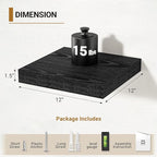 Vivelove Black Floating Shelves for Wall 12 Inches Wide, 12" Deep Wall Shelves for Bedroom, Bathroom, Living Room, Kitchen, Office, Home Decor Shelf with Invisible Brackets,12" X 12" X 1.5", Set of 2