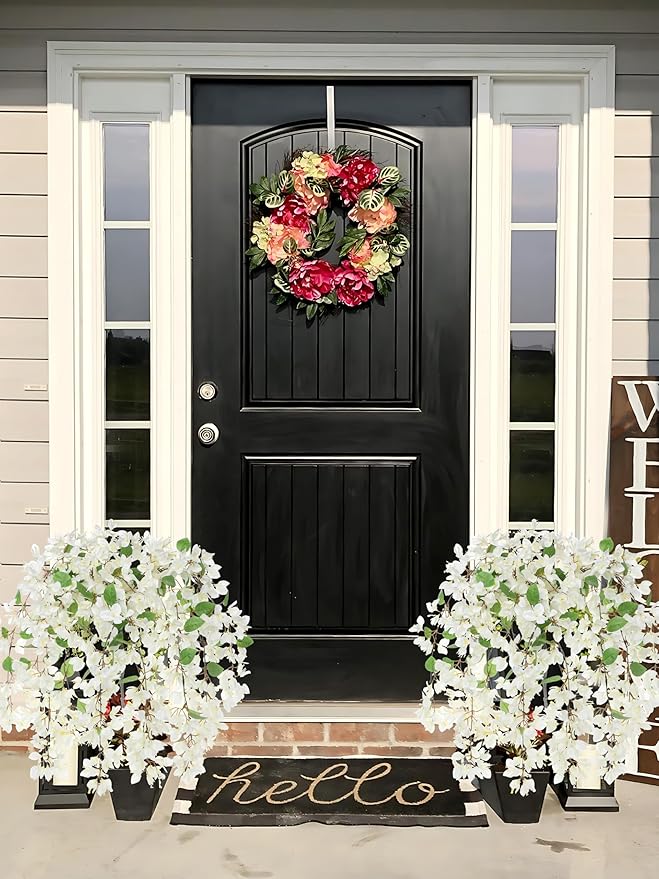 33.5" Bougainvillea Artificial Flowers Fake White Flowers, UV Resistant Long Sprays Artificial Bougainvillea Flowers for Indoor & Outdoor Decor, 3PCS Faux Hanging Flower for Home Room Wedding Porch