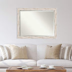 Amanti Art White Wall Mirror 35x45 Alexandria White Wash Rectangle Bathroom Mirror for Wall Decor Living Room, X-Large Cottage Wood Frame, Hangs Horizonally and Vertically, Bathroom Decor, Beveled