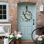 24 inch Spring Front Door Wreath Blue Rose Spring/Summer Flower Wreath Indoor Outdoor Decoration Wedding Birthday Party Decoration