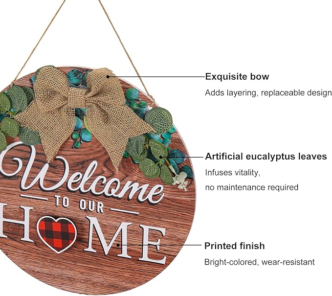 Giftgarden Welcome Home Sign for Front Door with 14 Changeable Icons, Seasonal Door Wreaths Outdoor Porch Decor, All Season Holiday Housewarming Gift