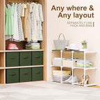 6 Cube Storage Organizer with Shelf Back to School Boxes 11 Inch Toy Storage Bins Closet Organizers Drawers Fabric Dresser for Playroom Books Bedroom Dorm Kitchen (Dark Green)
