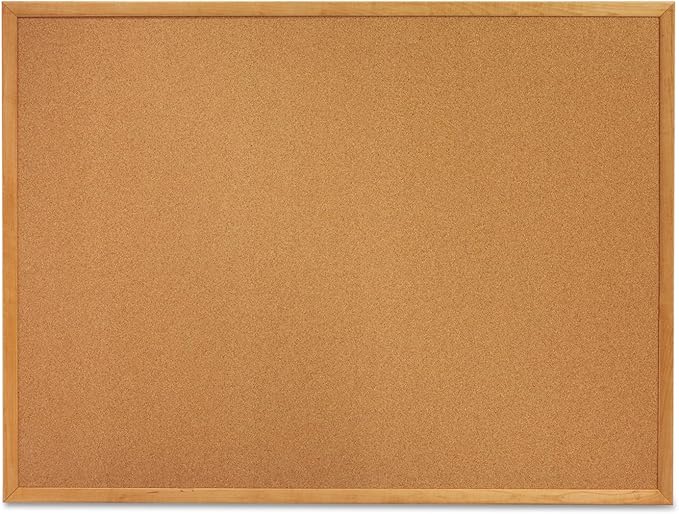 Quartet Cork Board, Bulletin Board, 2' x 1.5' Corkboard, Oak Finish Frame (301)