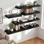 FLYJOE 36 Inch Long Floating Shelves for Wall Set of 1, 12" D Wood Grain Bathroom Shelves with Invisible Brackets, Easy Install Engineered Wood Storage Shelves for Kitchen, Living Room, Bedroom