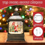 Christmas Snow Globe Lantern with Santa 8 Music Songs & 6H Timer Water Snow Globe Lantern USB & Battery Operated for Christmas Festival Decorations Gifts (Santa)