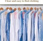 30 Pack Transparent Dust-proof Garment Covers Clear Clothes Covers for Hanging Garment Plastic Suit Bags Dry Cleaning Bags for Dry Cleaner, Home Storage, Travel (60 x 100cm)