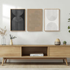Framed Black and White Brown Abstract Wall Art, 3 Piece Boho Geometric Canvas Prints Paintings Artwork for Walls, Modern Minimalist Neutral Pictures for Living Room Dining Room Bedroom Wall Decor 16x24 In