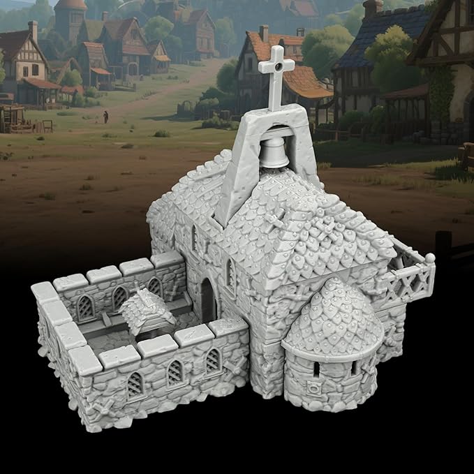 RPG Accessory – 25mm Scale Unpainted Tabletop RPG Game Scenario Piece for Dungeons and Dragons, Trench Crusade Scenery – Medieval Village G AF1124G