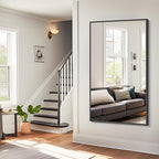 BONEWEI Bathroom Mirror, 30x55 inch Wall Mirror for Bathroom Wall Mounted Black Rectangle Square Corner Mirrors, Black Bathroom Mirror for Living Room, Farmhouse, Bedroom Entryway, Horizontal/Vertical