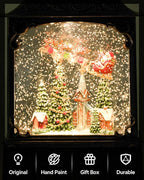 Santa Christmas Snow Globe with Flying Reindeer - Lighted Church Musical Snow Globes Lantern with Swirling Glitter, 8 Classic Songs, 6-Hour Timer, Xmas Gift for Adults and Holiday Decoration